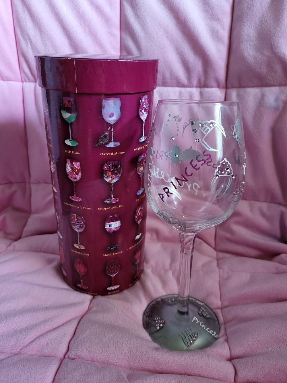Lolita Princess Hand-Painted 15 Oz Wine Glass with Gift Box